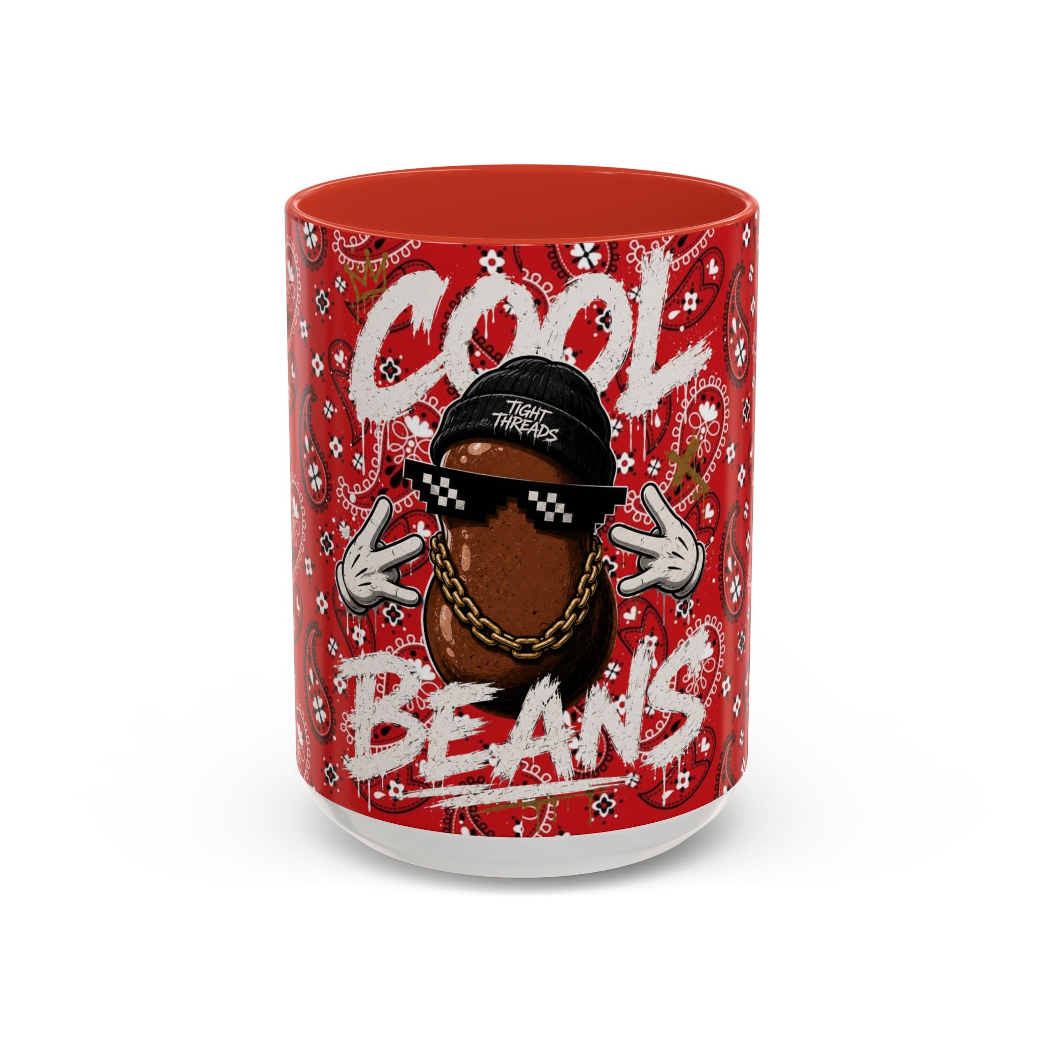 Cool Beans Mug | Red Bandana Coffee Cup, Hip-Hop Bean Graphic 11oz 15oz