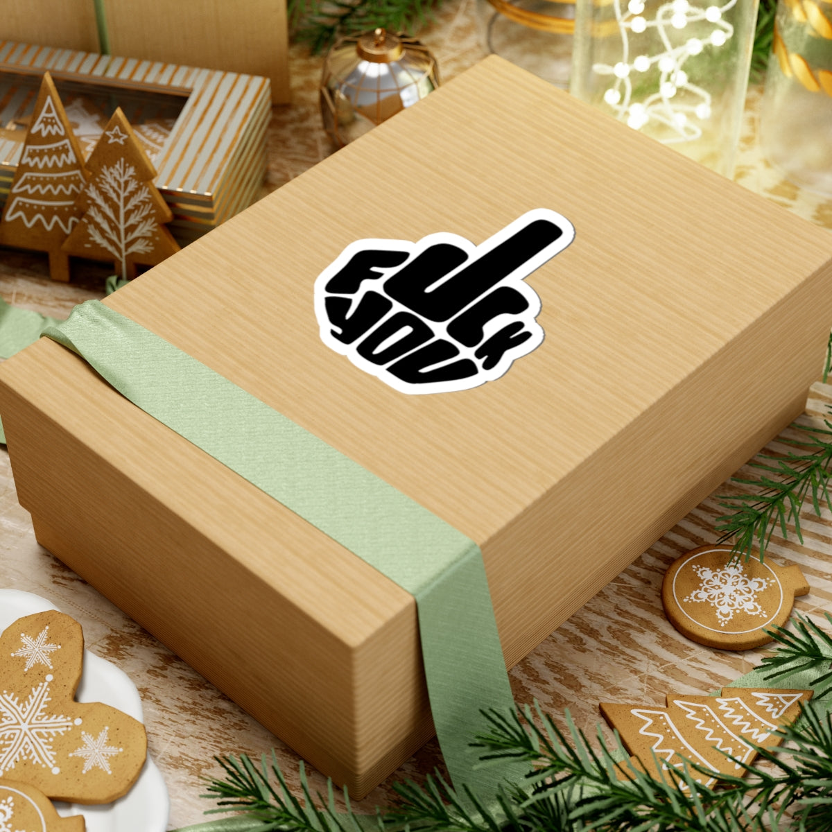 Middle Finger Graphic Sticker | Kiss-Cut Sticker, Profanity Design, Black White