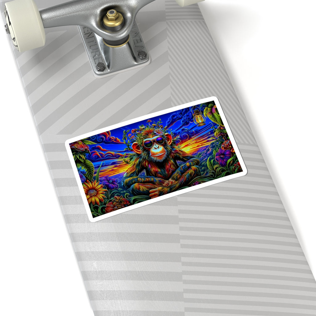 Psychedelic Monkey Kiss-Cut Stickers Funky Laptop Decals, Colorful Water Bottle Stickers, Unique Wall Art, Monkey Lover Gifts