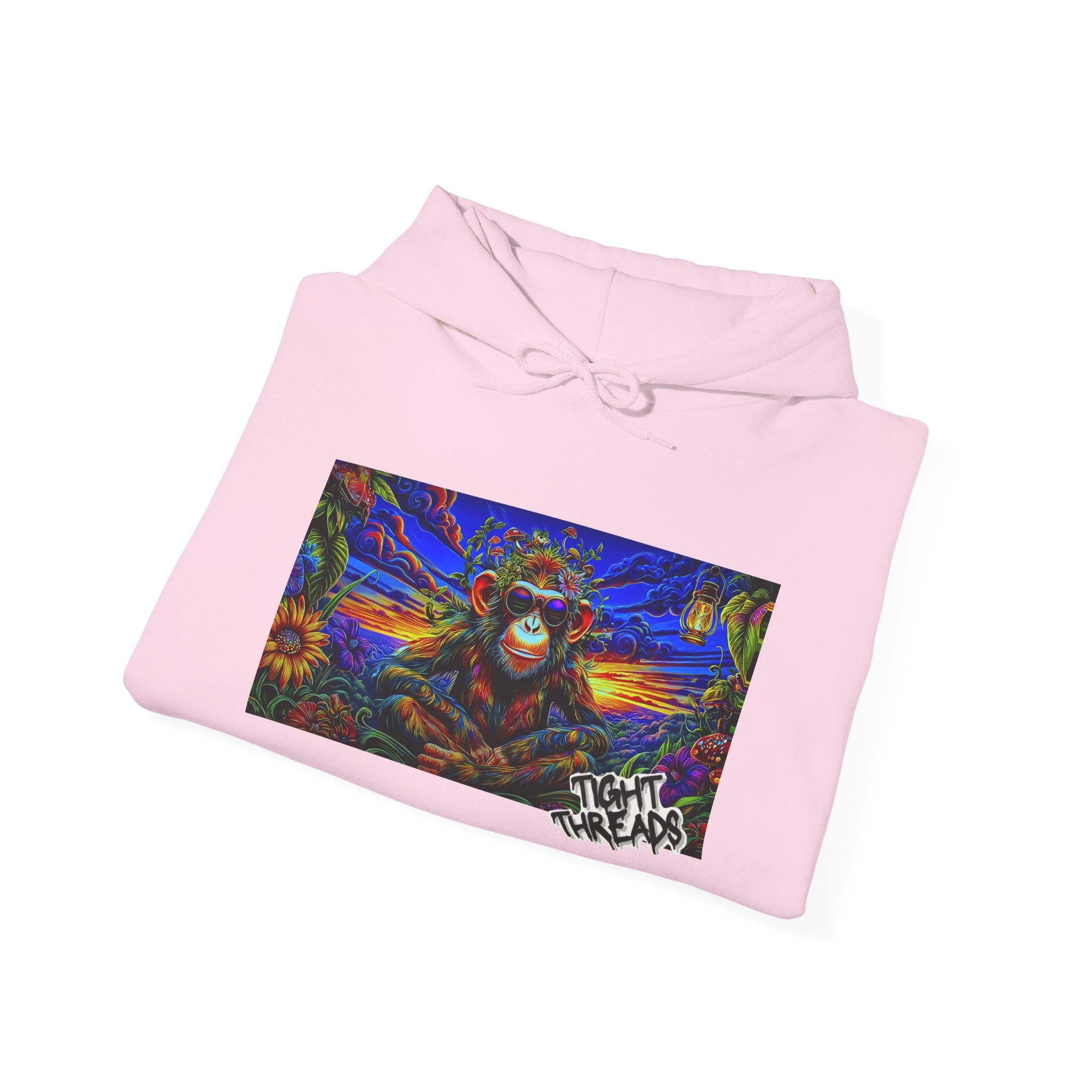Colorful Cool Monkey Artistic Hoodie, Graphic Sweatshirt, Beach Vibe, Casual Streetwear, Cozy Gift, Unisex Hooded Sweatshirt