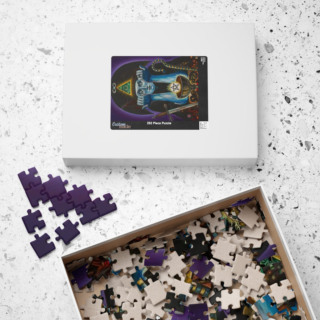 Occult Tarot Illustration Puzzle 520 Piece | Mystic Eye Pentagram Chalice Puzzle