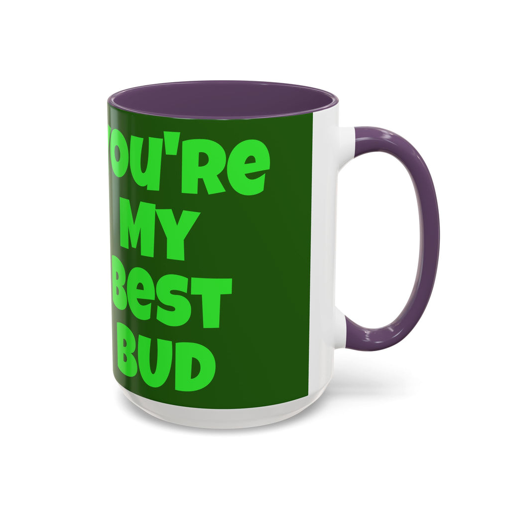 Leafy Green Lettering Accent Coffee Mug 11oz 15oz | Forest Background, Contrasting Handle