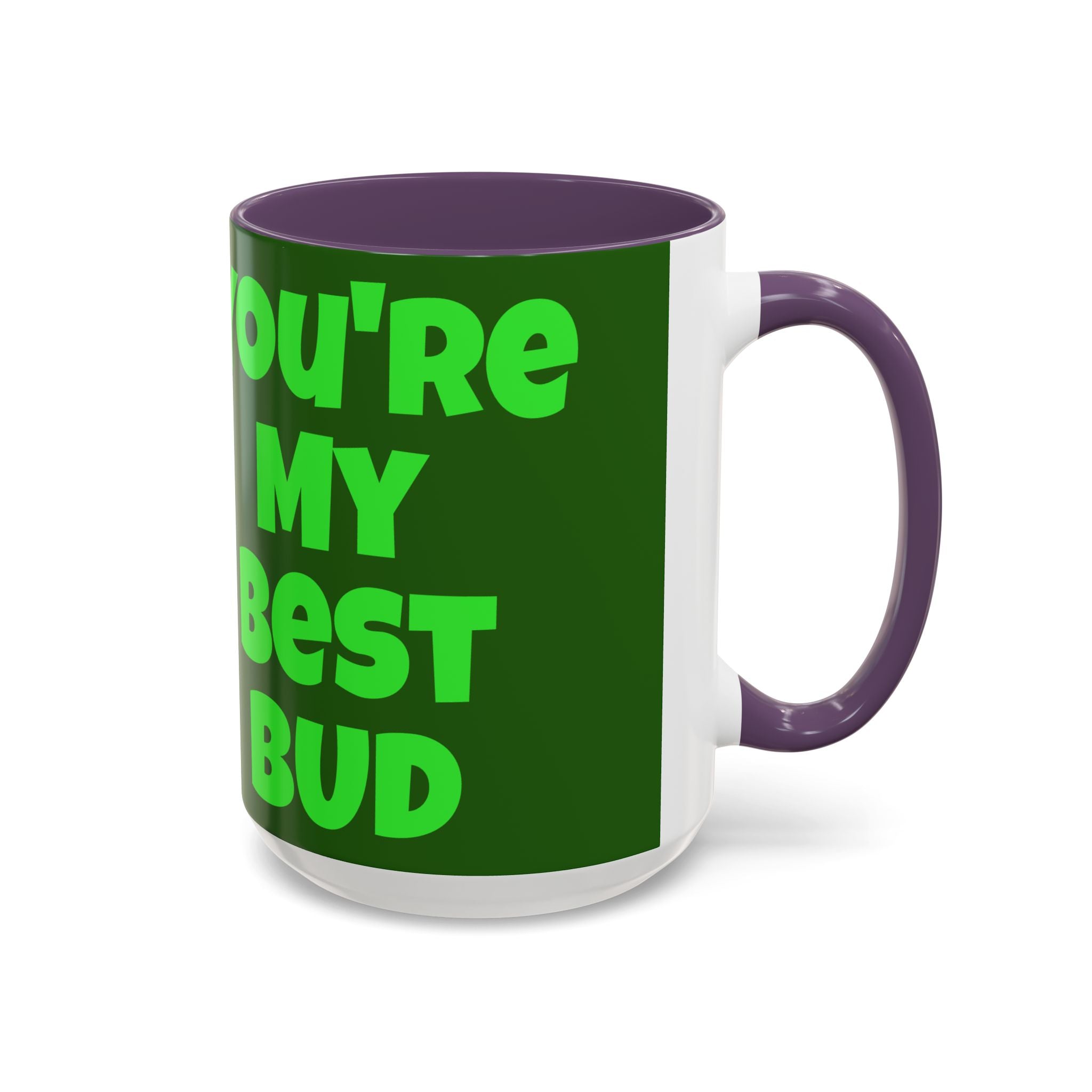 Leafy Green Lettering Accent Coffee Mug 11oz 15oz | Forest Background, Contrasting Handle
