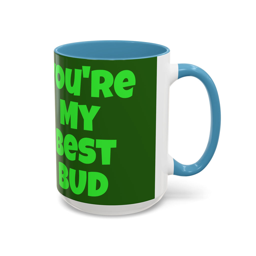 Leafy Green Lettering Accent Coffee Mug 11oz 15oz | Forest Background, Contrasting Handle