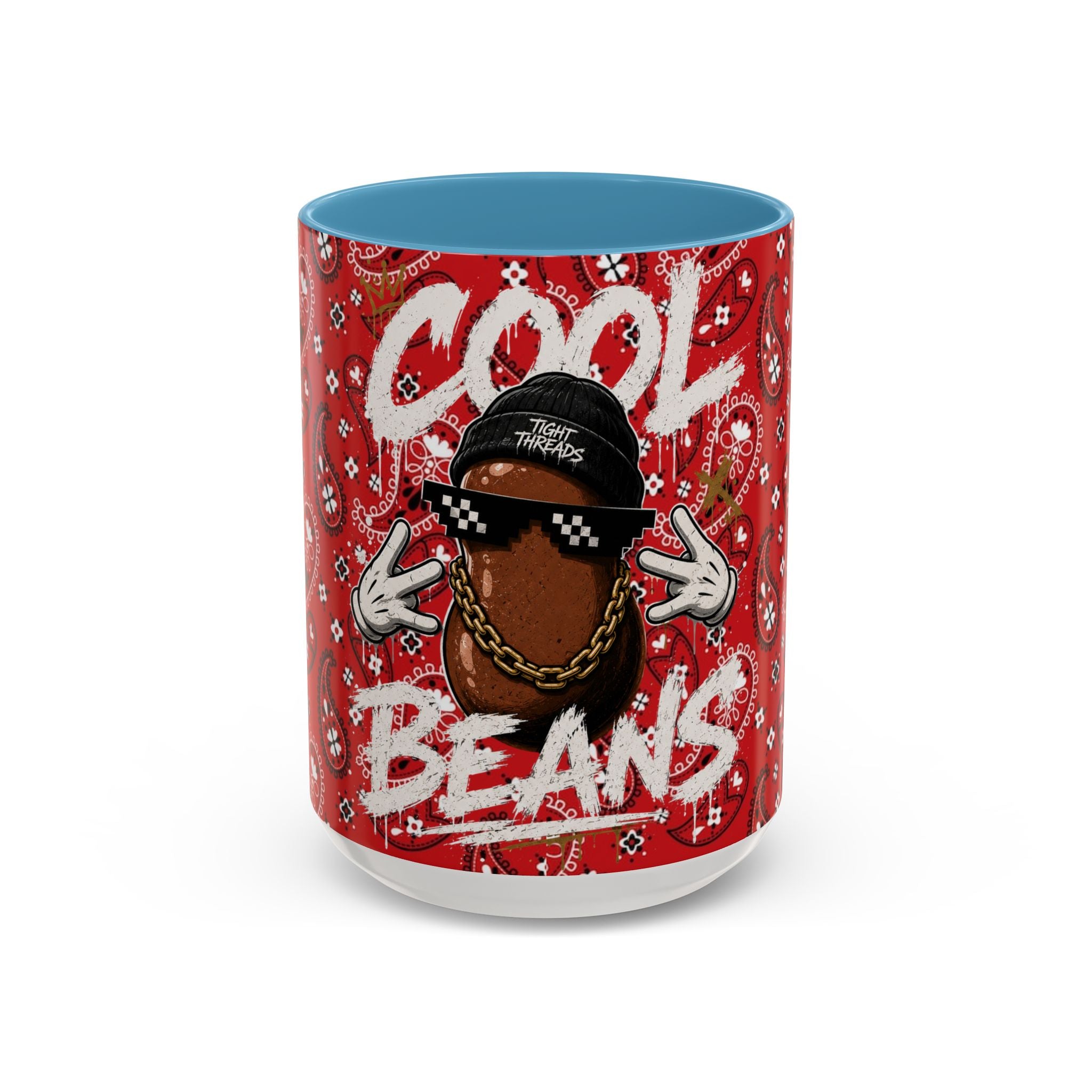 Cool Beans Mug | Red Bandana Coffee Cup, Hip-Hop Bean Graphic 11oz 15oz