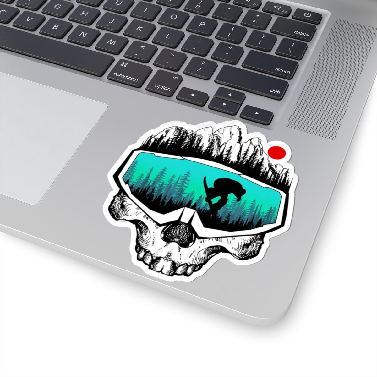 Snowboard Skull Kiss-Cut Stickers | Outdoor Adventure, Winter Sports, Cool Gear, Laptop Decals, Nature Vibes