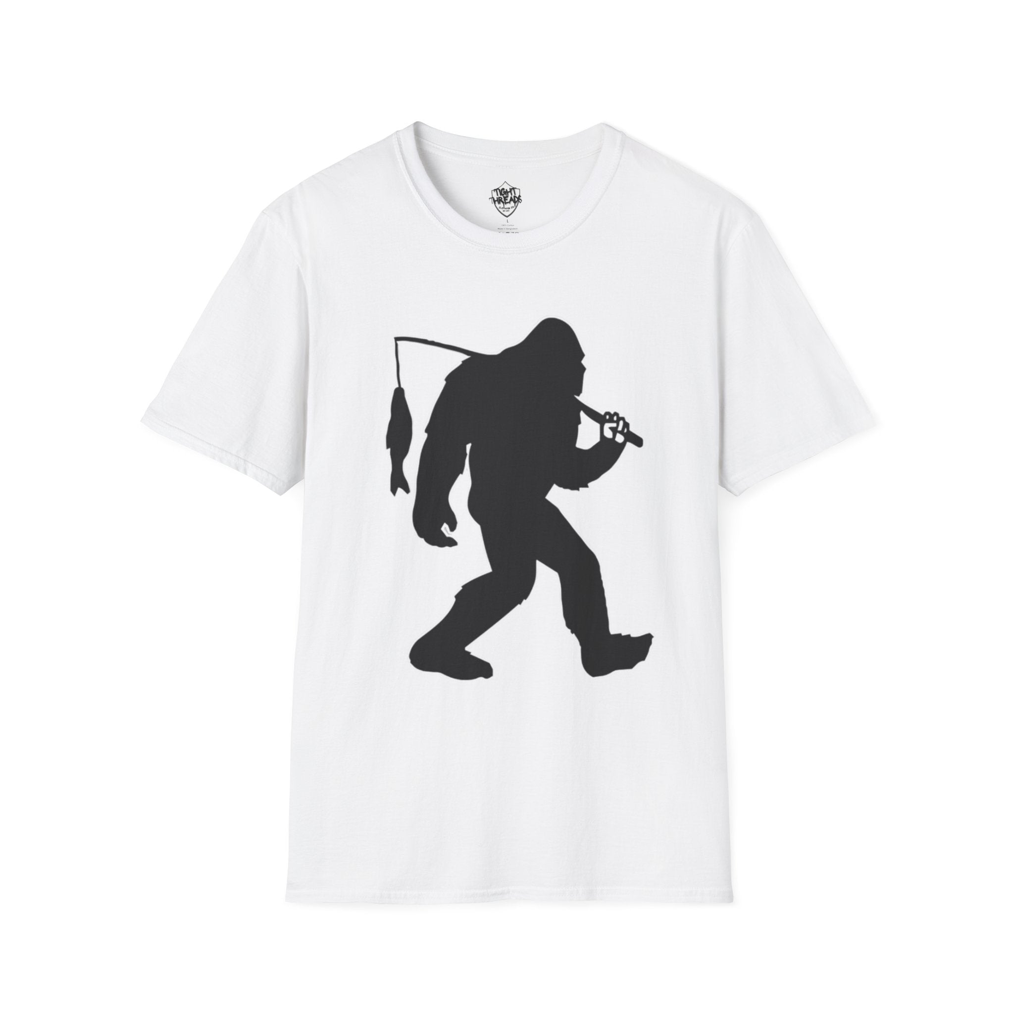 Bigfoot Fishing T-Shirt | Sasquatch Fisherman Silhouette