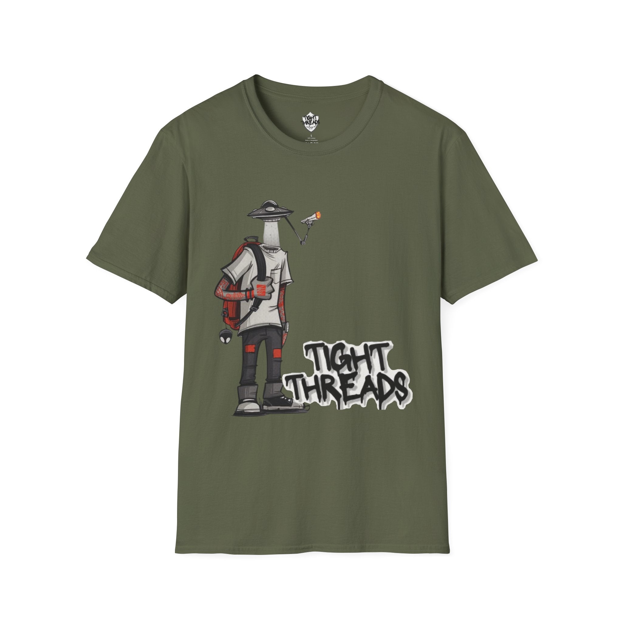 UFO Head Smokin Graffiti Street Art Unisex T-Shirt, Urban Graphic Tee, Unique Gift, Casual Style, Everyday Wear