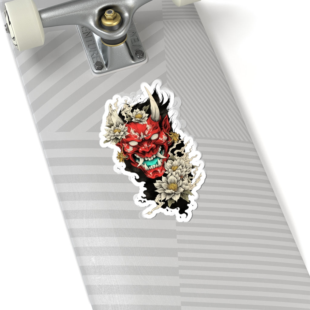 Oni Samurai Face Stickers, Laptop Decals, Water Bottle Stickers, Skateboard Decals, Artist Gift, Halloween Stickers, Edgy Art Sticker Pack