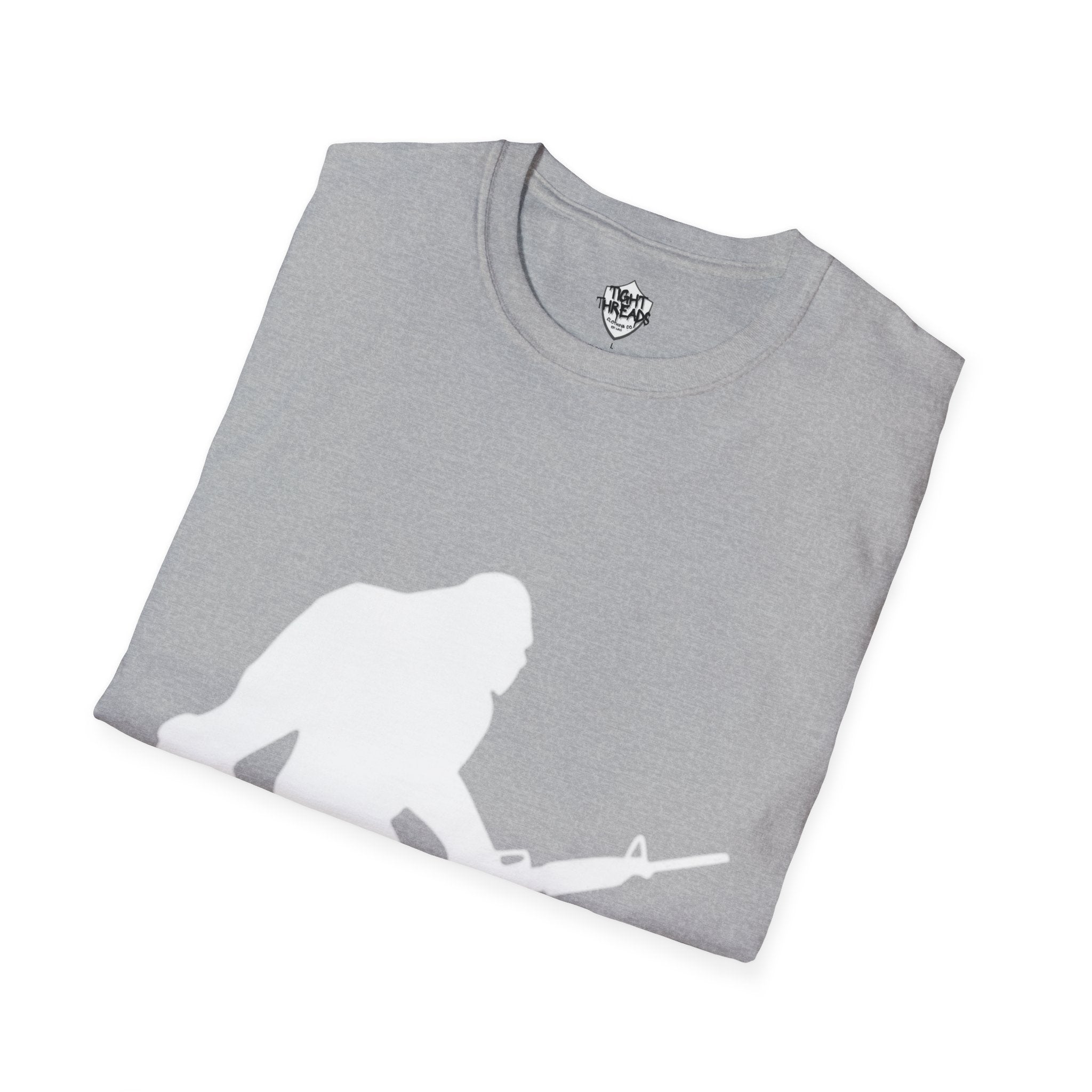 Sasquatch with Rifle T-Shirt | Bigfoot Hunting Silhouette Tee