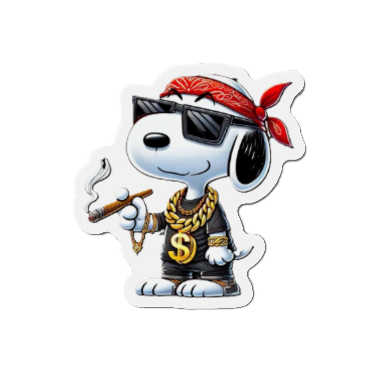 Cool Snoopy- Dog Wearing Bandana die-cut magnet | Cartoon Character Magnet