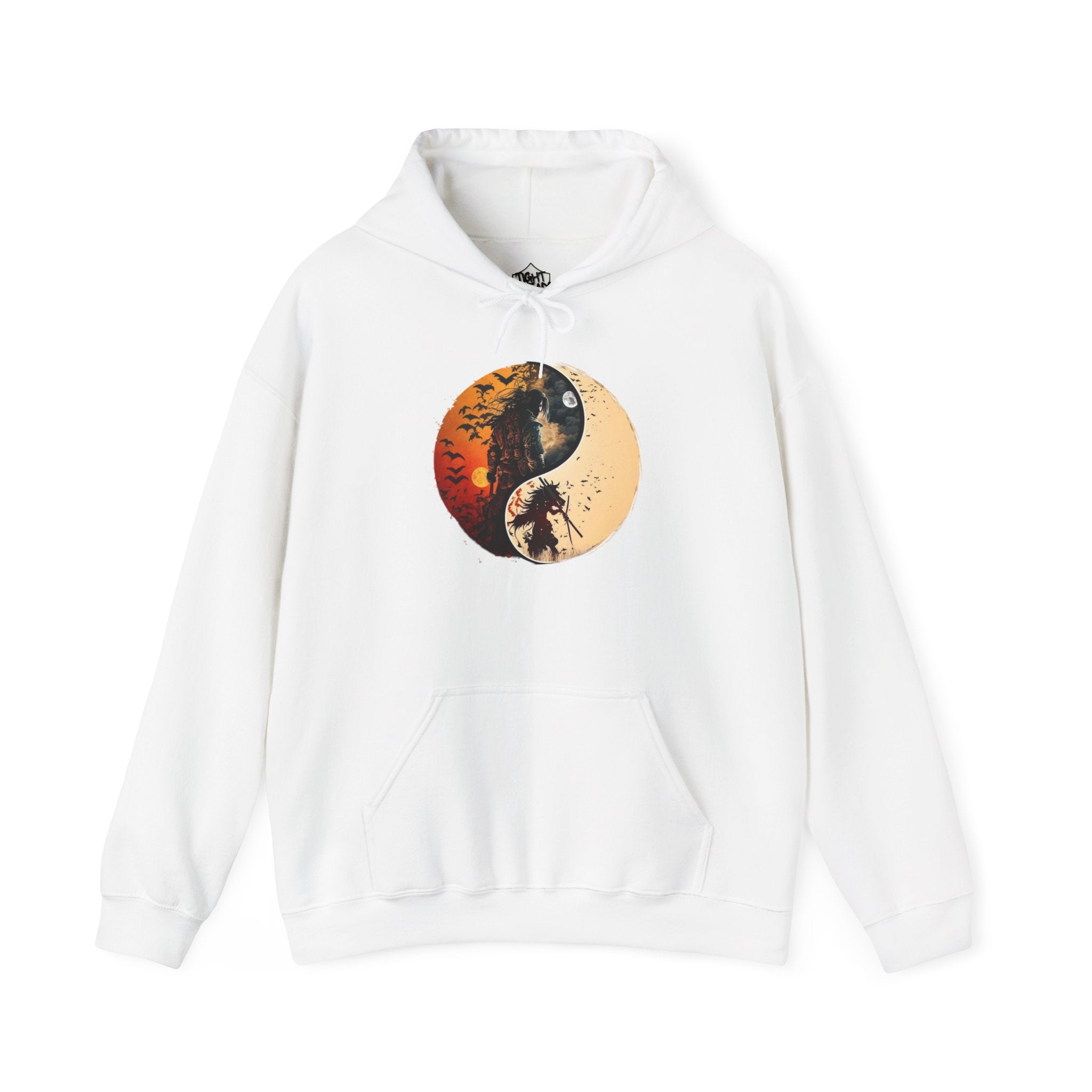 Yin Yang Samurai Hoodie - Cozy Streetwear, Unisex Fashion, Meditation Gift, Casual Wear, Spiritual Apparel