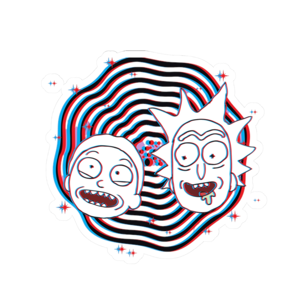 Rick and Morty Glitch Faces Kiss-Cut Stickers | Vinyl Sticker