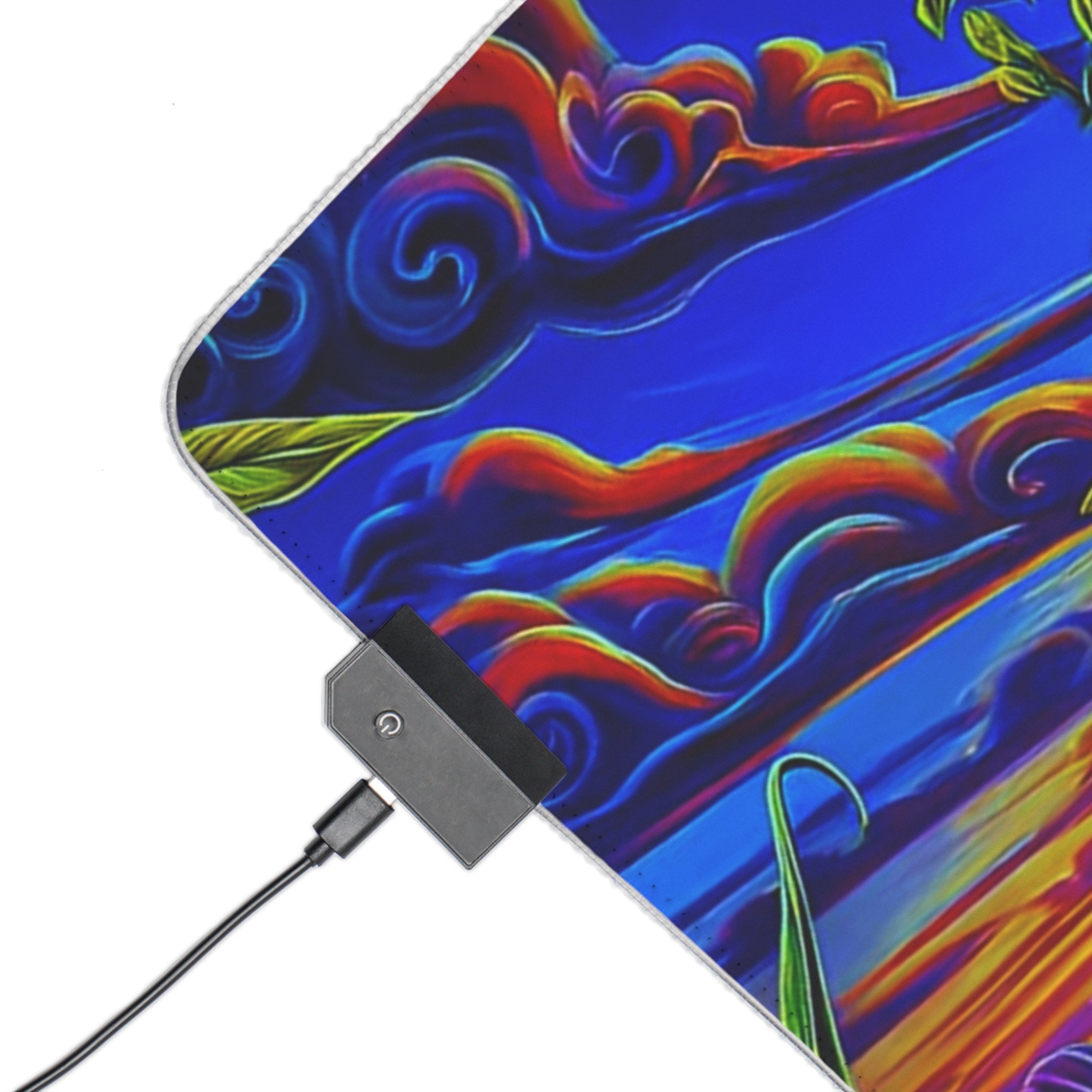 Psychedelic Sunset Mushroom Monkey LED Gaming Mouse Pad | Colorful Sunset Jungle