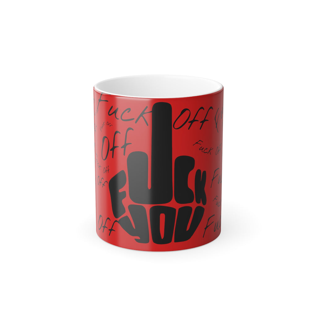 Middle Finger F*ck You Color Morphing Mug, 11oz | Heat Reveal Coffee Cup