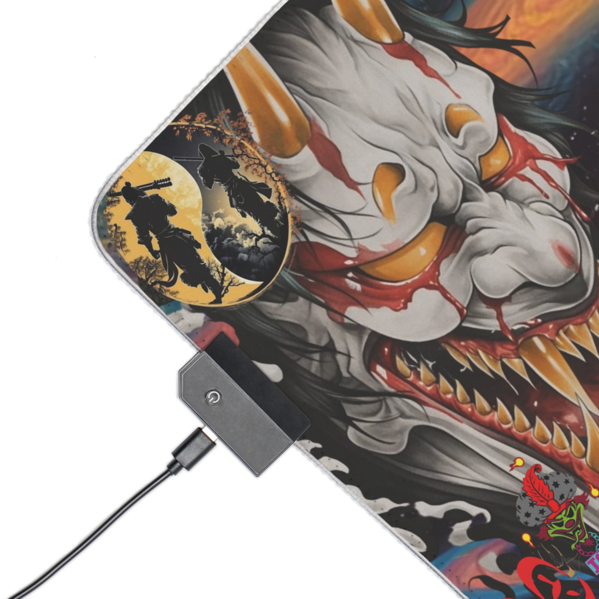 Psychodelic Sneed Style Cartoon Chakra Meditation Alien Art LED Gaming Mouse Pad | RGB Desk Mat