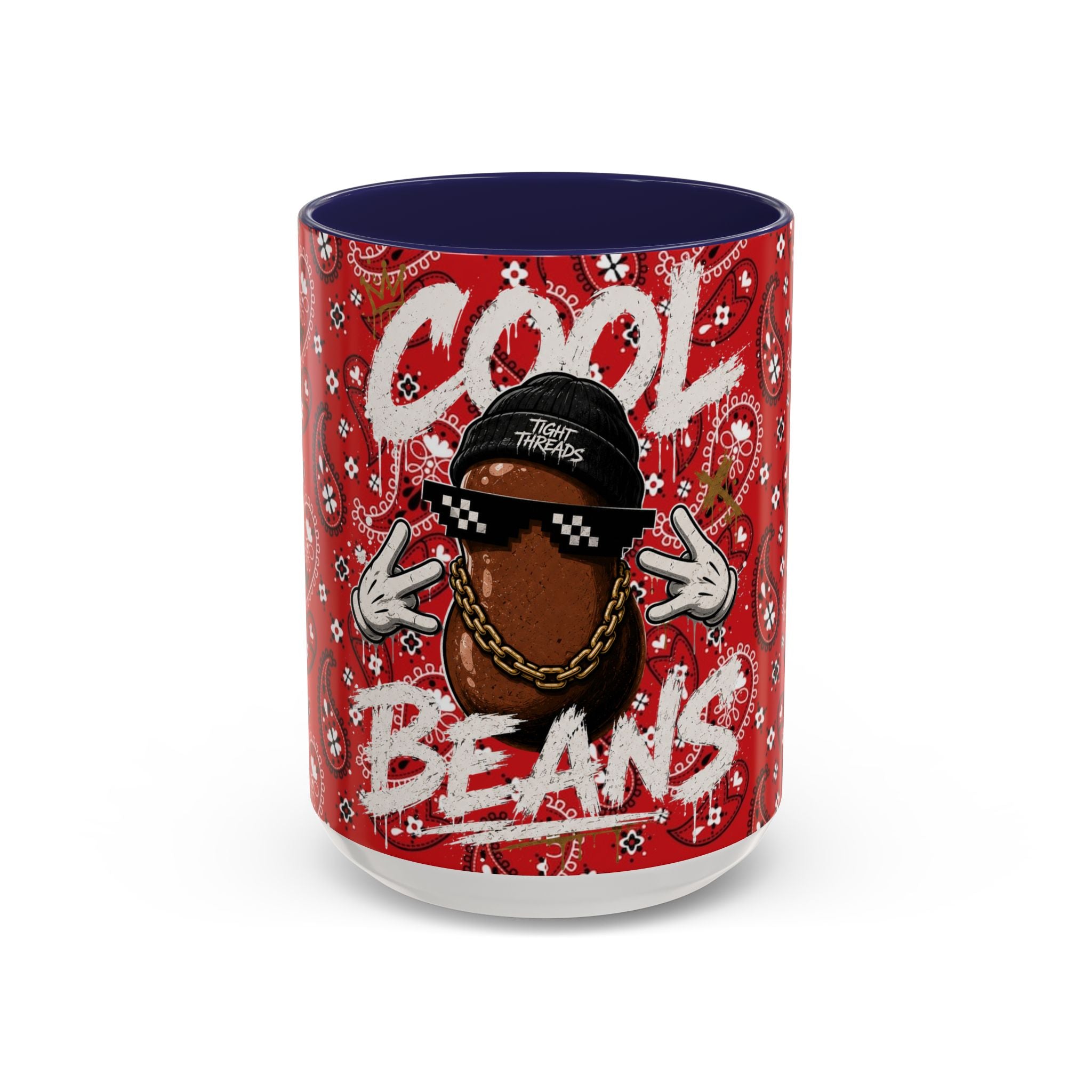 Cool Beans Mug | Red Bandana Coffee Cup, Hip-Hop Bean Graphic 11oz 15oz