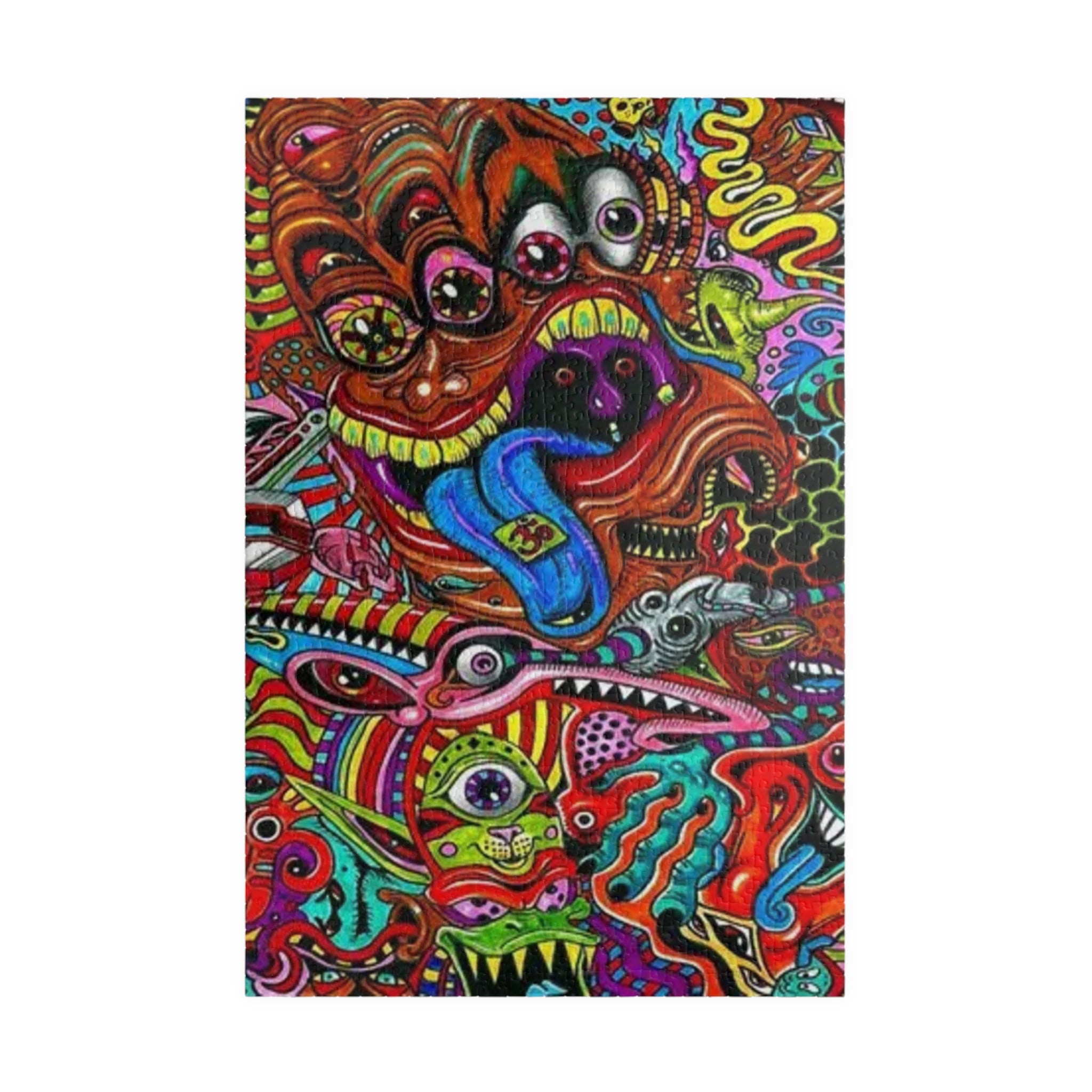 Psychedelic Monster Collage Puzzle 500+ Piece | Colorful Trippy Art Jigsaw