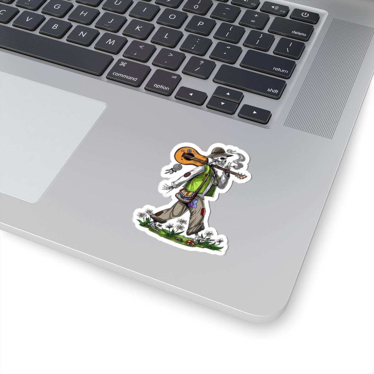 Vintage Skeleton Musician Kiss-Cut Stickers | Bohemian Decor, Gift for Music Lovers, Laptop Decals, Festival Accessories