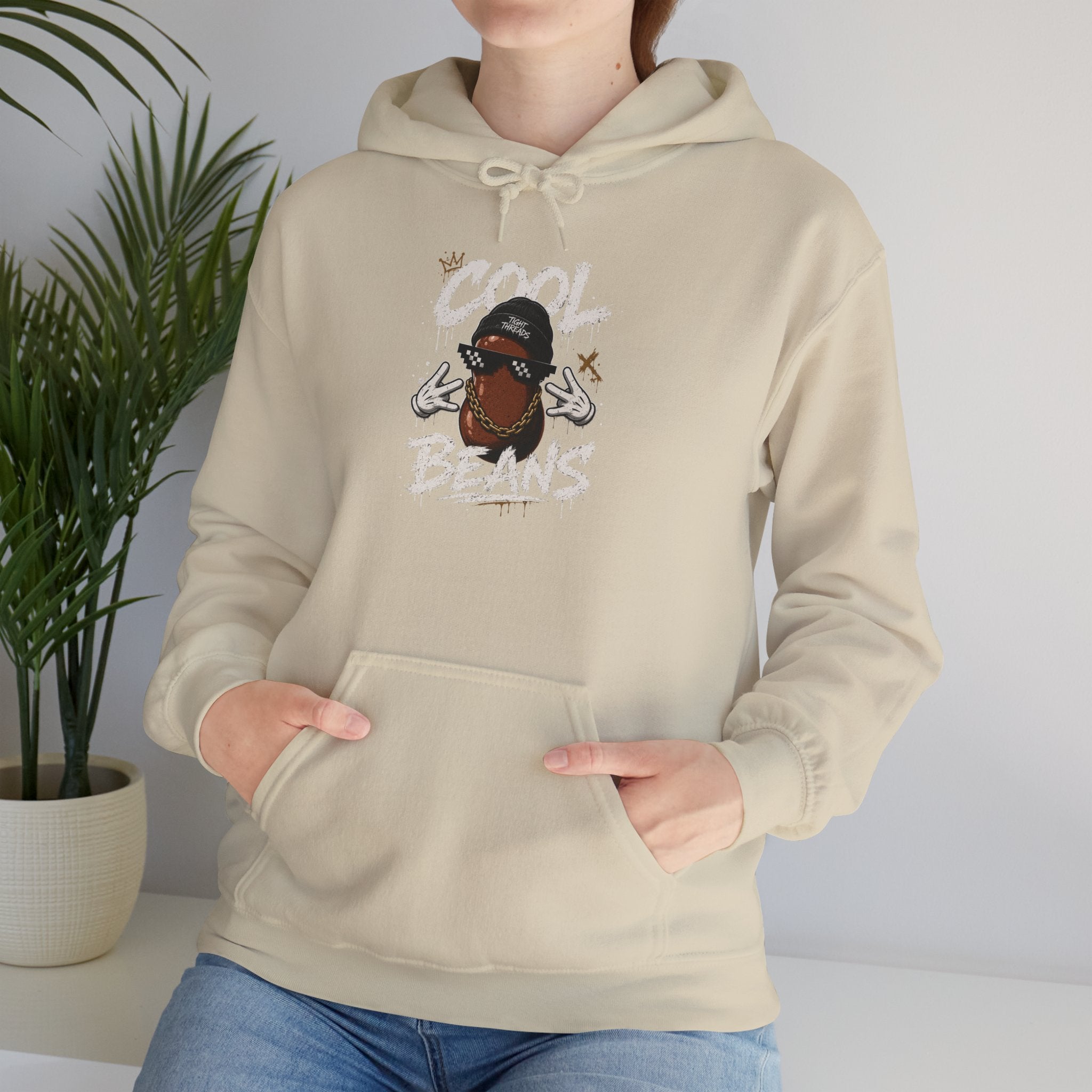 Cool Beans Hoodie — Funny Cartoon Coffee Bean Graphic Pullover