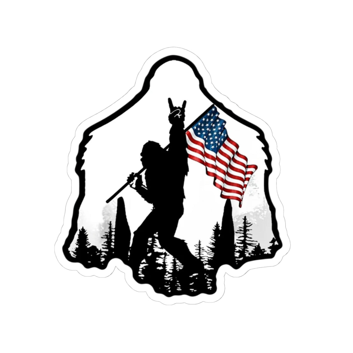 Soldier Silhouette with American Flag Sticker | Kiss-Cut Vinyl