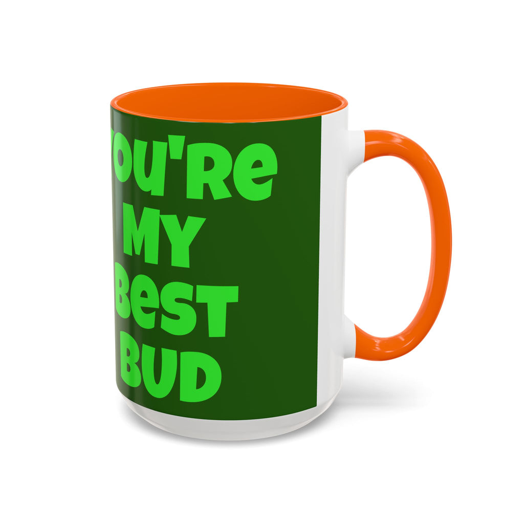 Leafy Green Lettering Accent Coffee Mug 11oz 15oz | Forest Background, Contrasting Handle