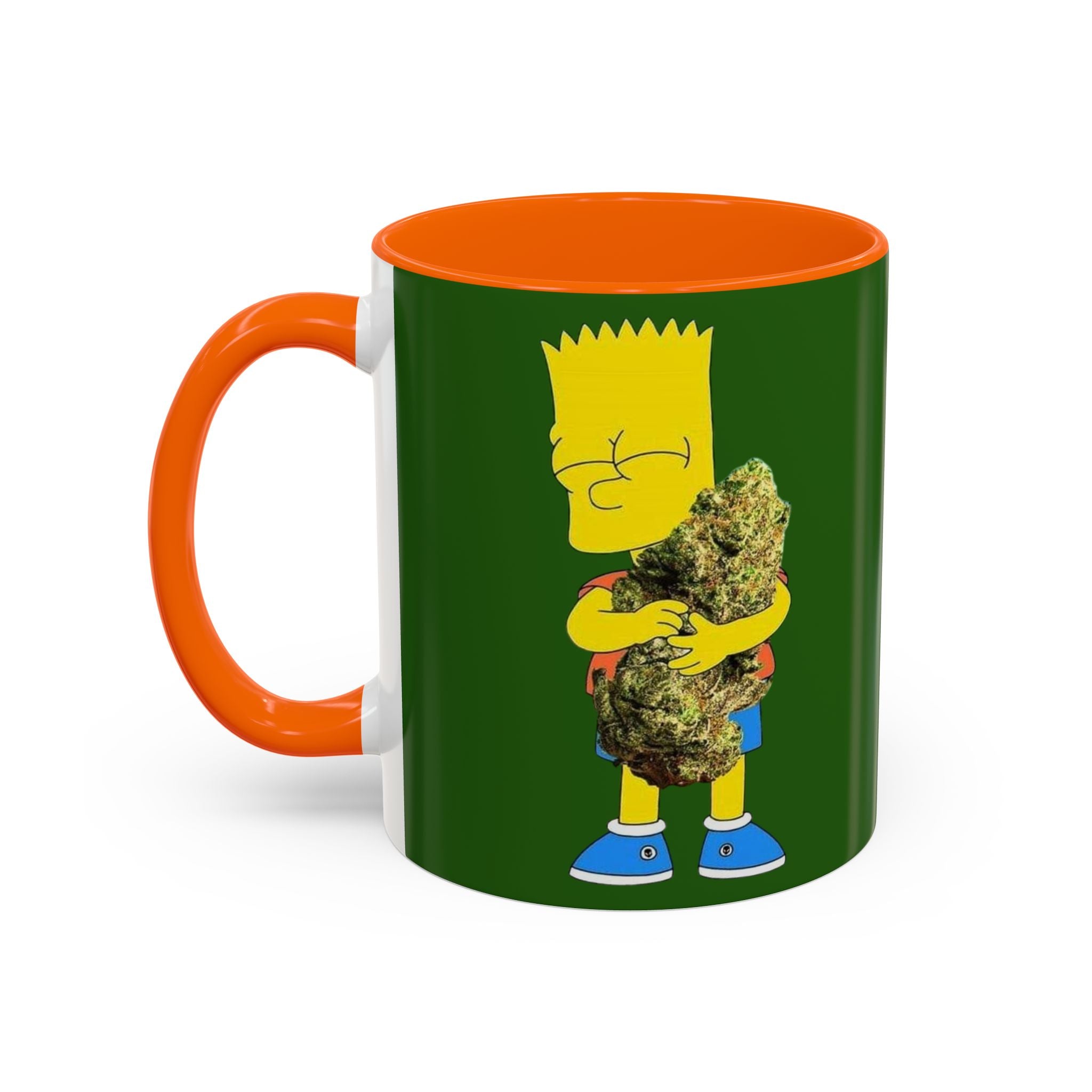 Leafy Green Lettering Accent Coffee Mug 11oz 15oz | Forest Background, Contrasting Handle