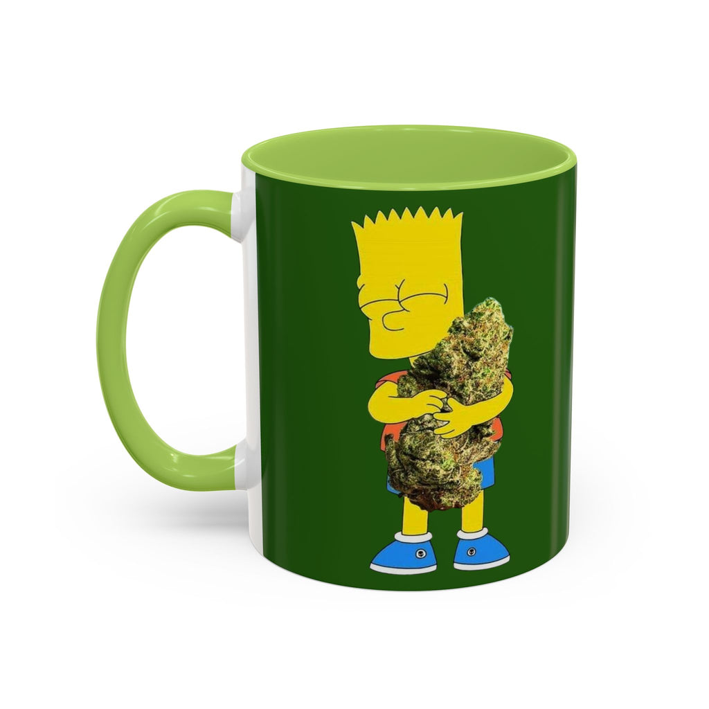 Leafy Green Lettering Accent Coffee Mug 11oz 15oz | Forest Background, Contrasting Handle