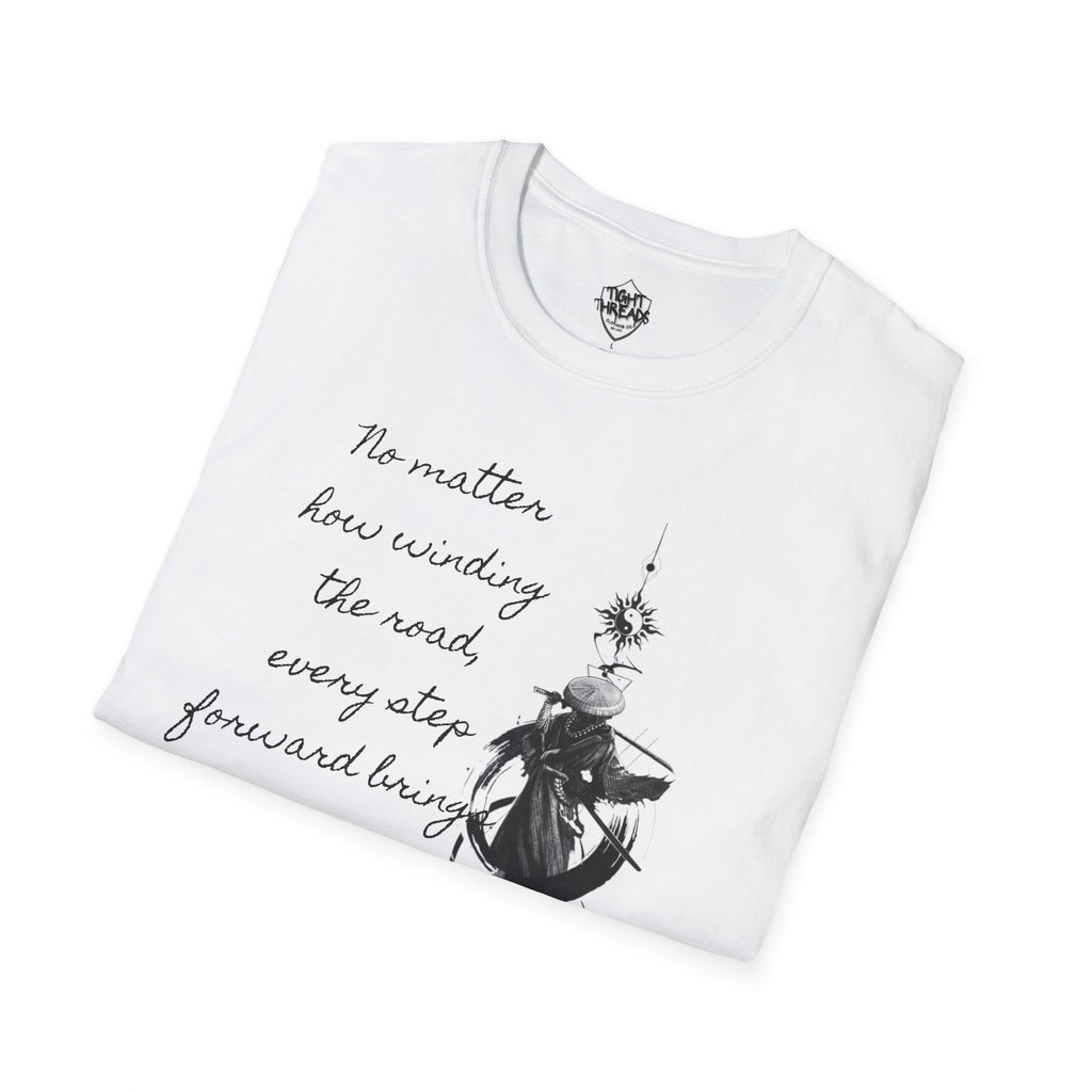 Samurai Unalome Inspirational Quote T-Shirt, Motivational Tee, Unique Graphic Shirt, Gift for Friends, Casual Wear, Unisex Softstyle Tee