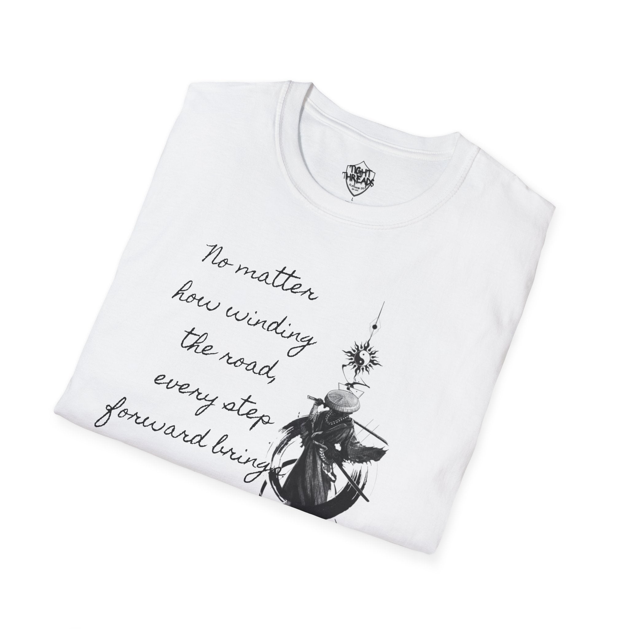 Samurai Unalome Inspirational Quote T-Shirt, Motivational Tee, Unique Graphic Shirt, Gift for Friends, Casual Wear, Unisex Softstyle Tee