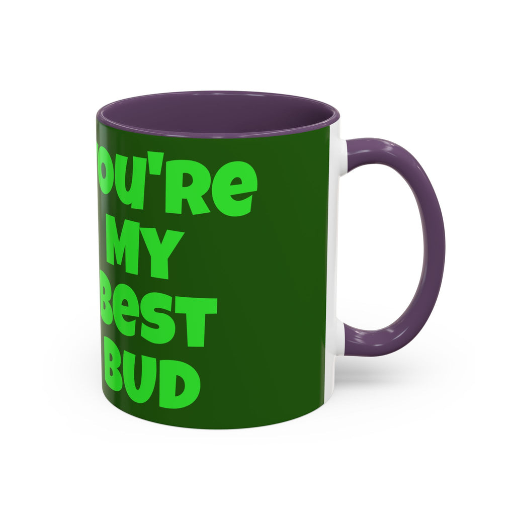 Leafy Green Lettering Accent Coffee Mug 11oz 15oz | Forest Background, Contrasting Handle