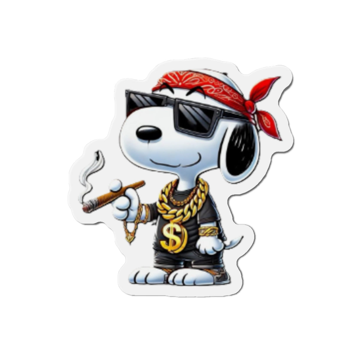 Cool Snoopy- Dog Wearing Bandana die-cut magnet | Cartoon Character Magnet