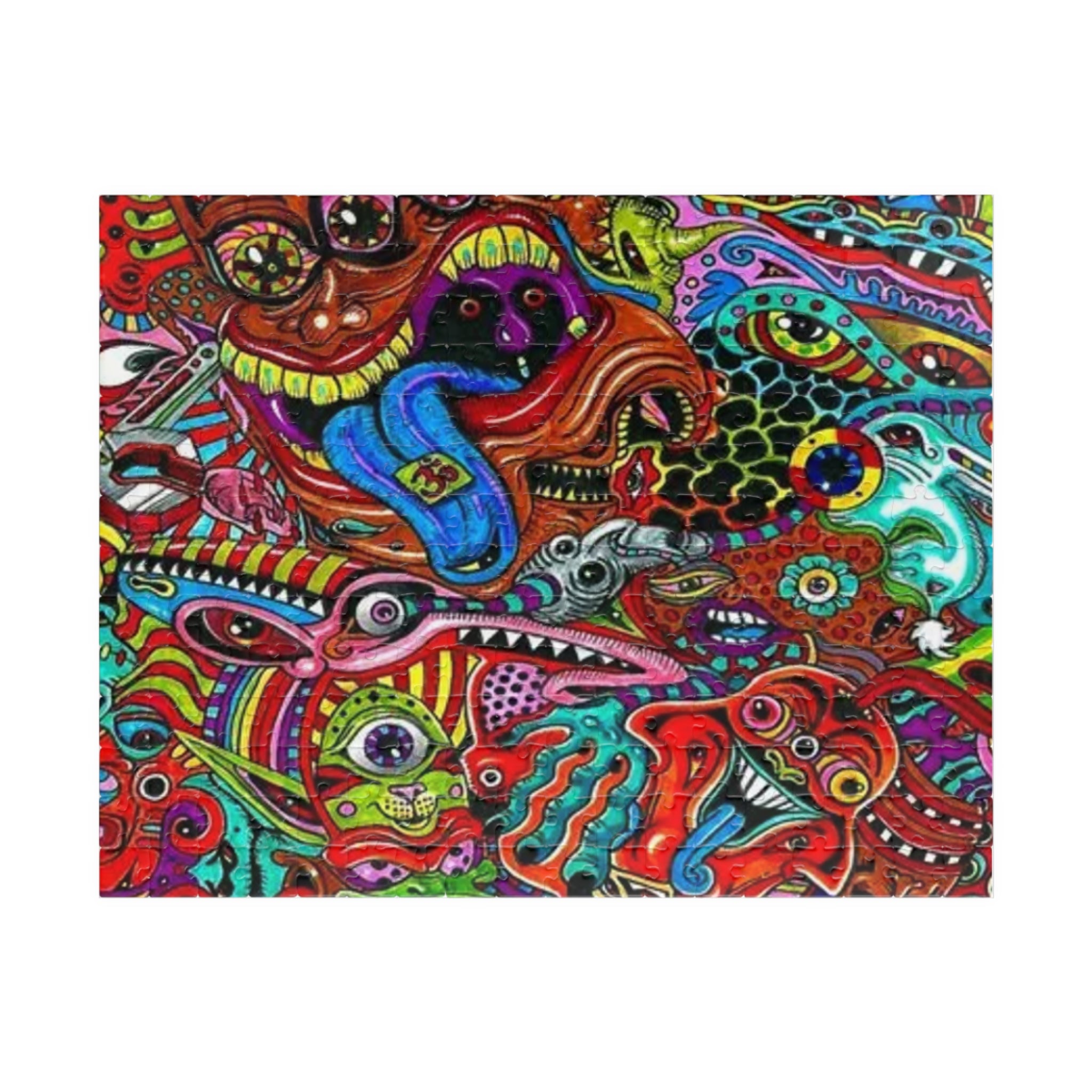 Psychedelic Monster Collage Puzzle 500+ Piece | Colorful Trippy Art Jigsaw