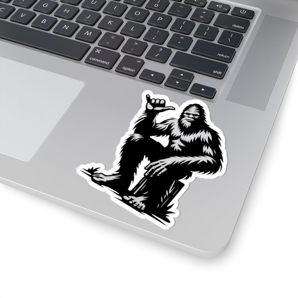 Hang Loose Bigfoot Kiss-Cut Stickers | Sasquatch Surfing Decal