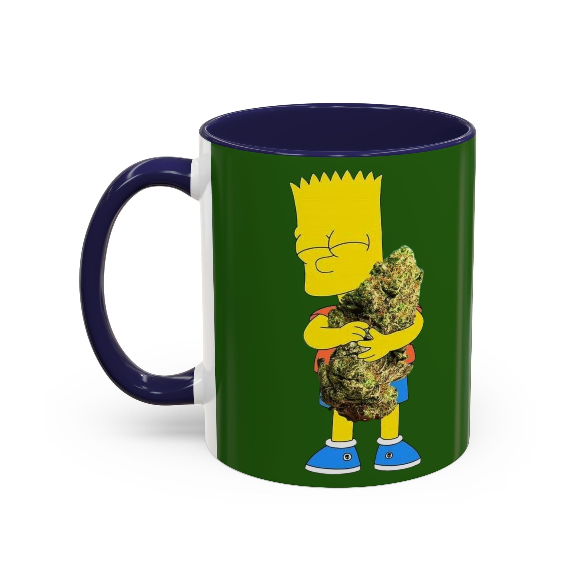 Leafy Green Lettering Accent Coffee Mug 11oz 15oz | Forest Background, Contrasting Handle