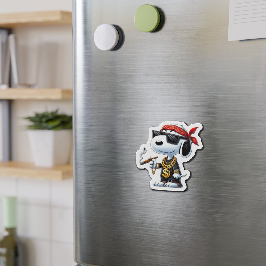 Cool Snoopy- Dog Wearing Bandana die-cut magnet | Cartoon Character Magnet