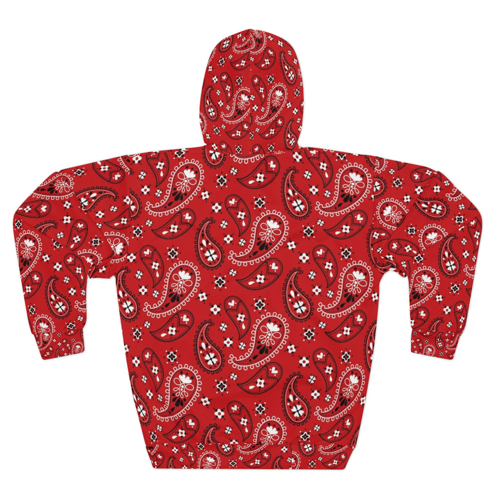 Cool Beans Bandana Graphic Hoodie | Red Paisley All-Over Print