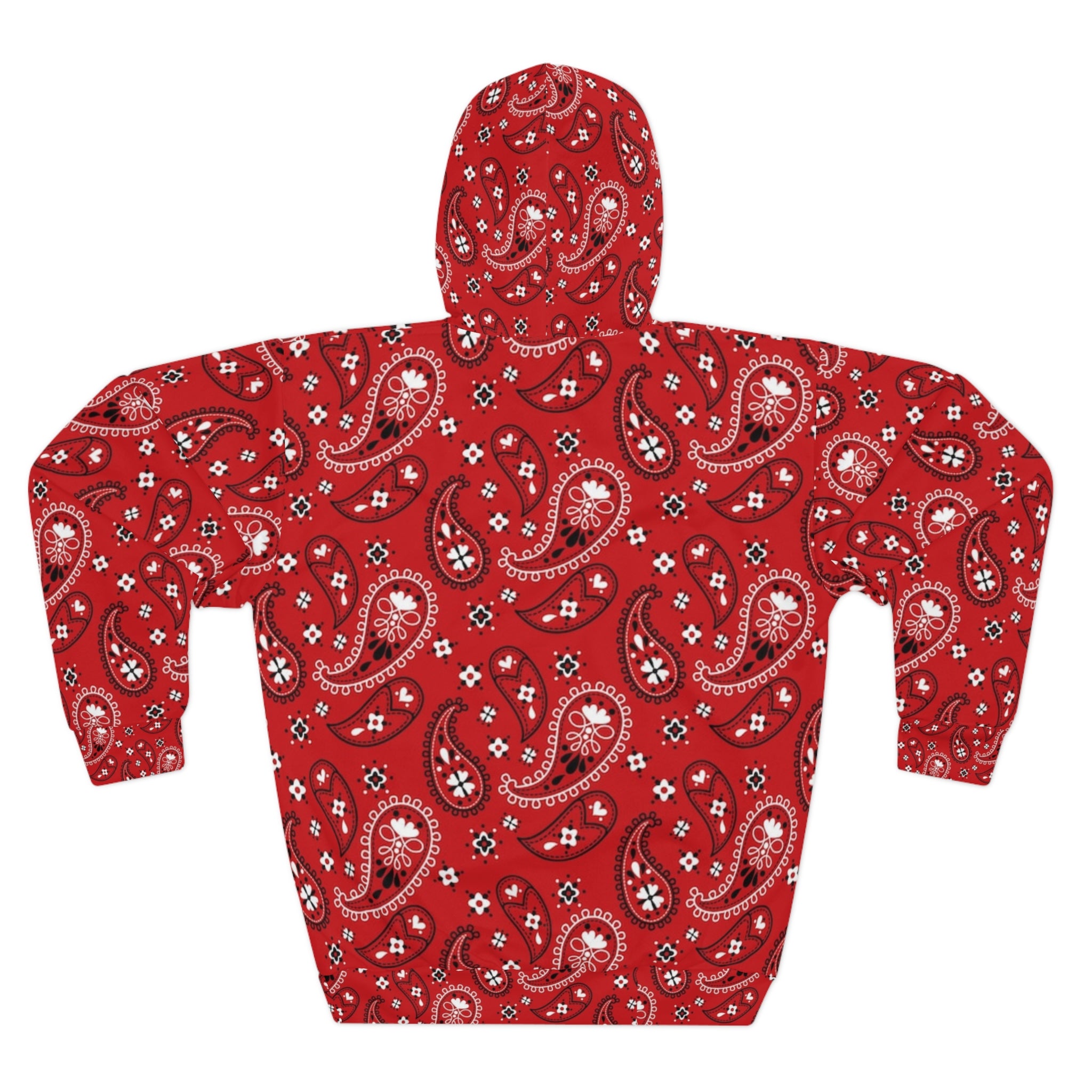 Cool Beans Bandana Graphic Hoodie | Red Paisley All-Over Print