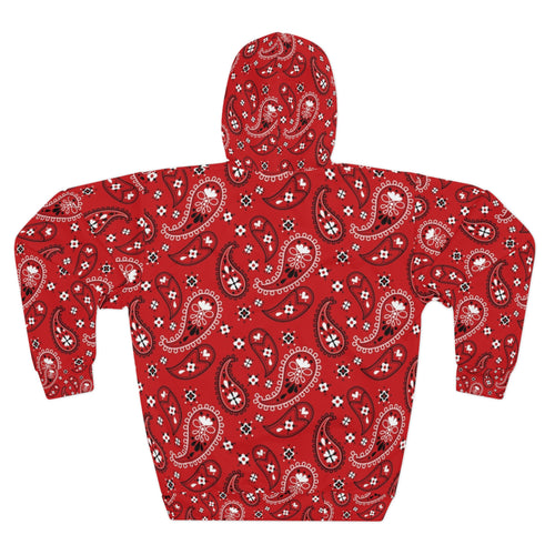 Cool Beans Bandana Graphic Hoodie | Red Paisley All-Over Print