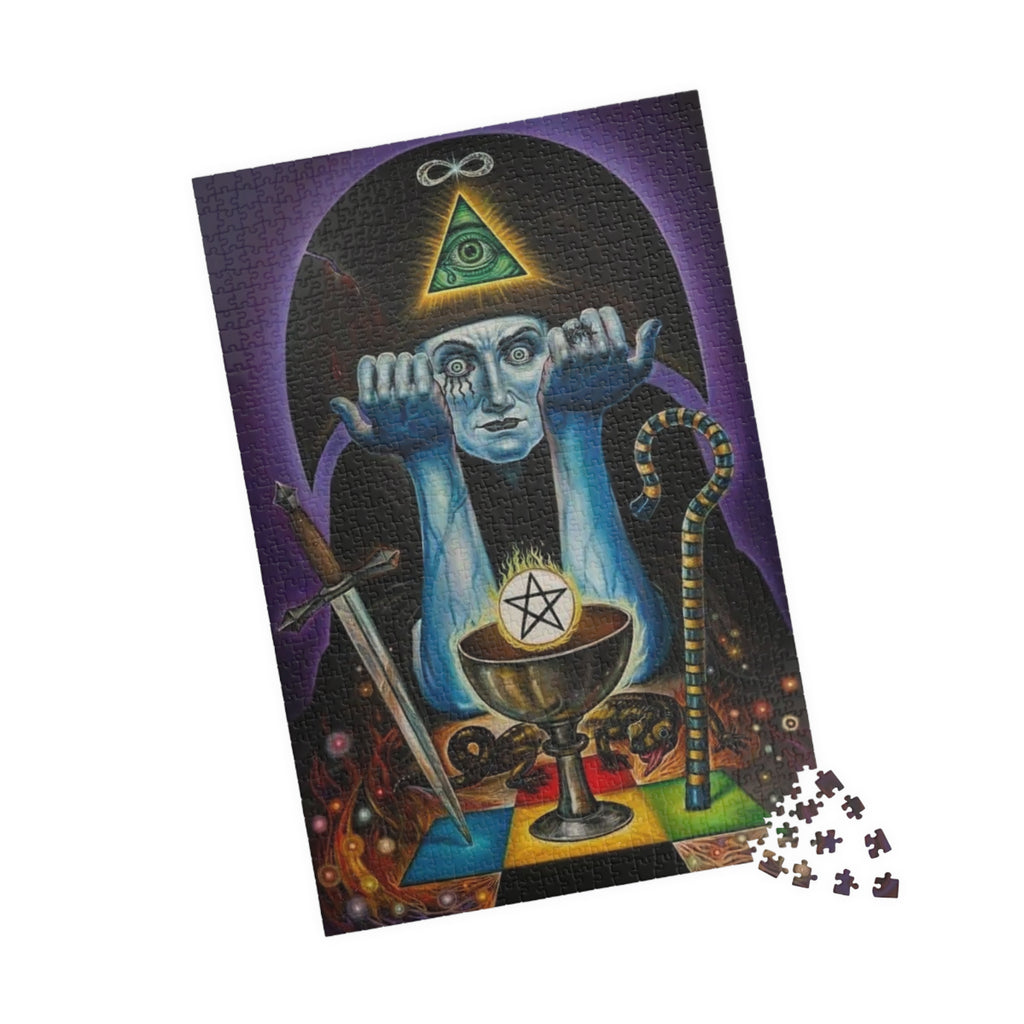Occult Tarot Illustration Puzzle 520 Piece | Mystic Eye Pentagram Chalice Puzzle