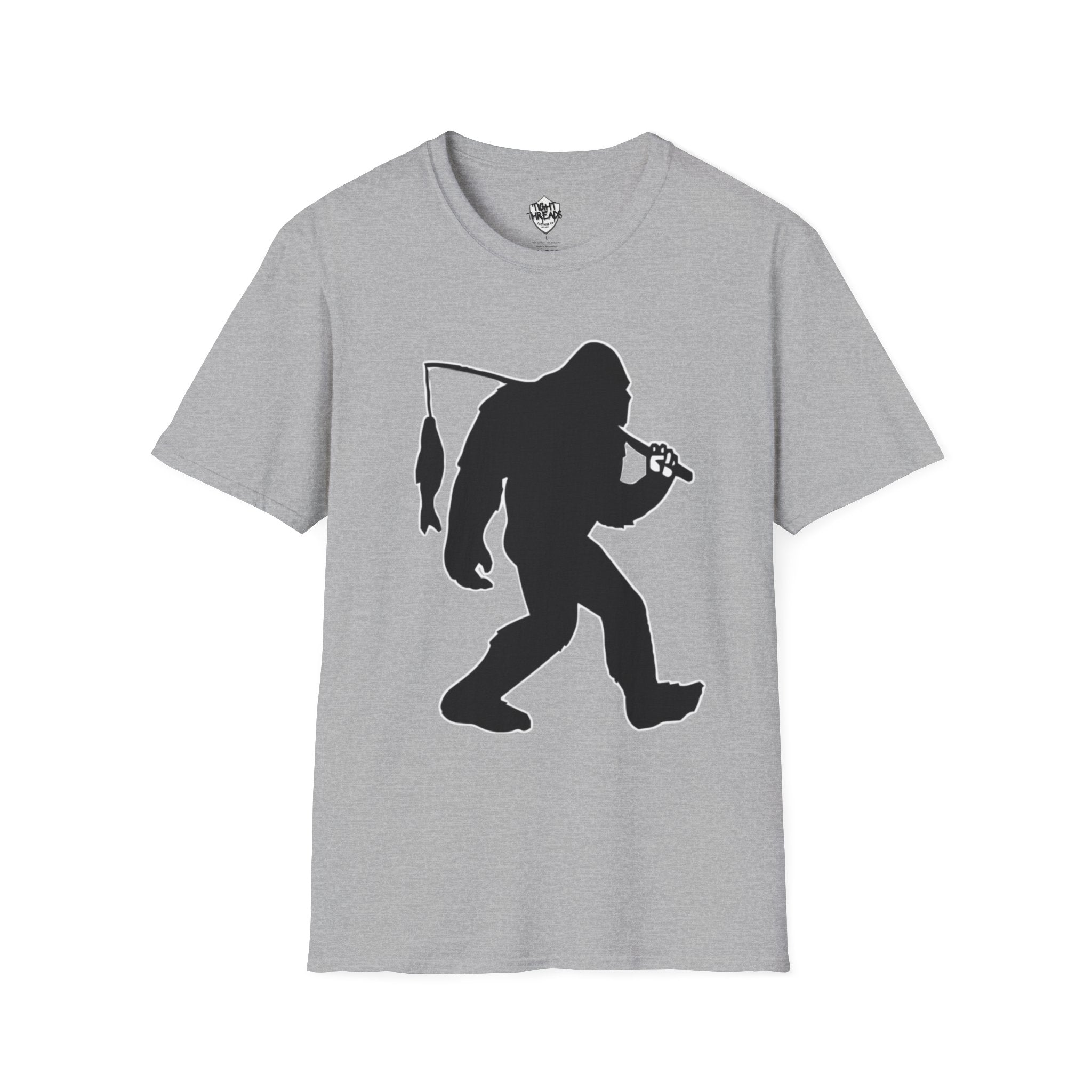 Bigfoot Fishing T-Shirt | Sasquatch Fisherman Silhouette