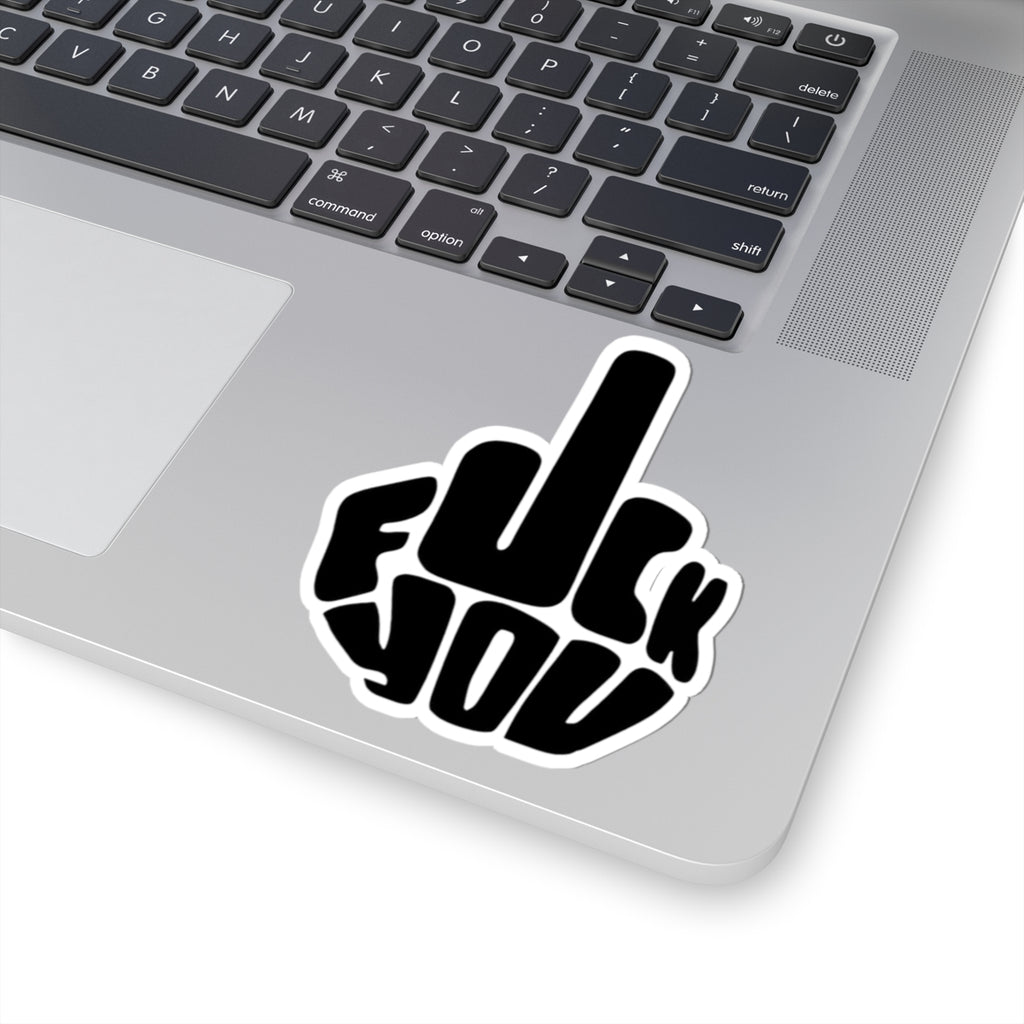 Middle Finger Graphic Sticker | Kiss-Cut Sticker, Profanity Design, Black White