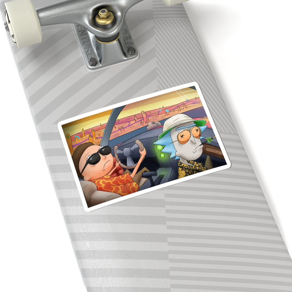 Psychedelic Fear and Loathing Rick and Morty Style Sticker | Kiss-Cut Sticker
