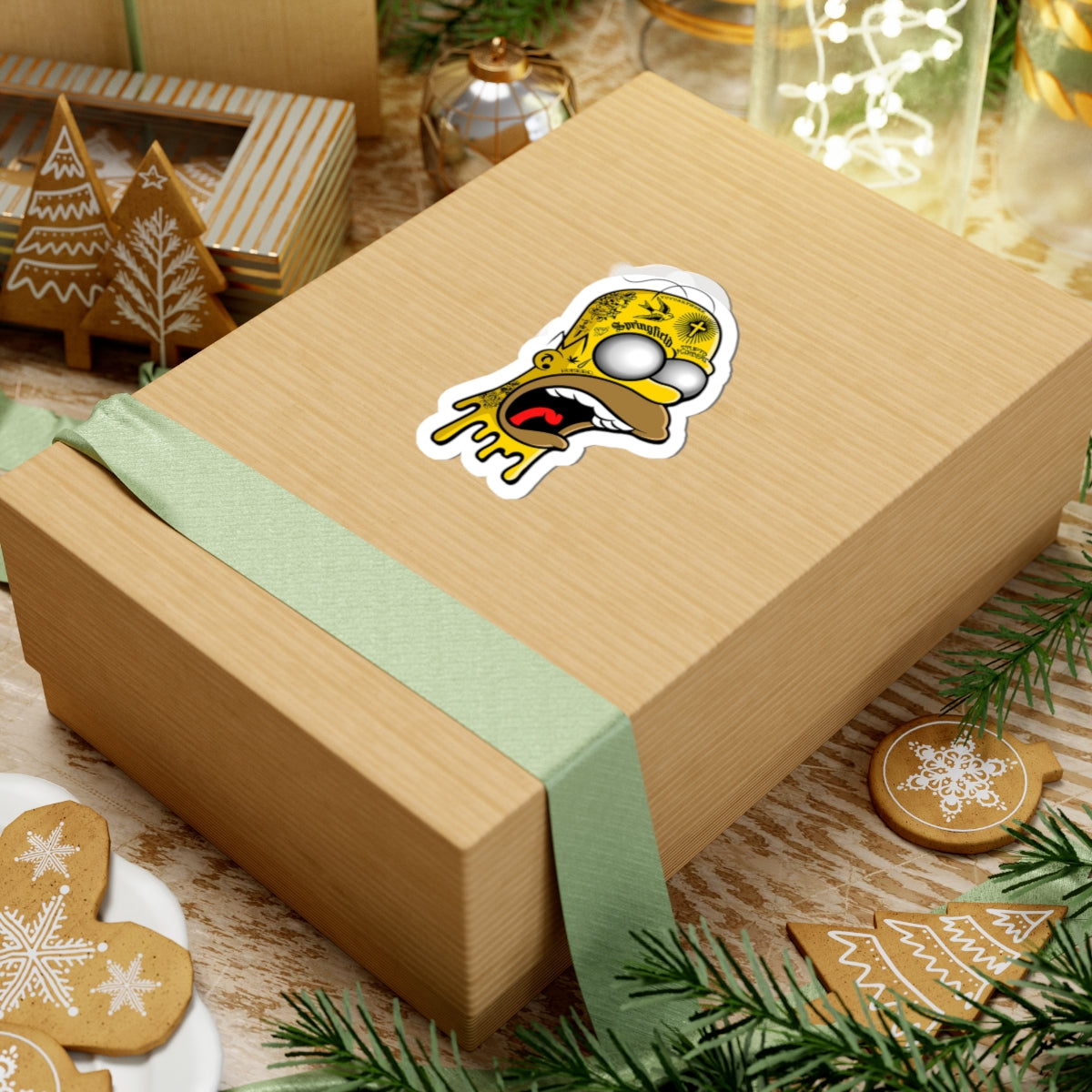 Tattooed Drip Homer Sticker | Kiss-Cut Vinyl Sticker