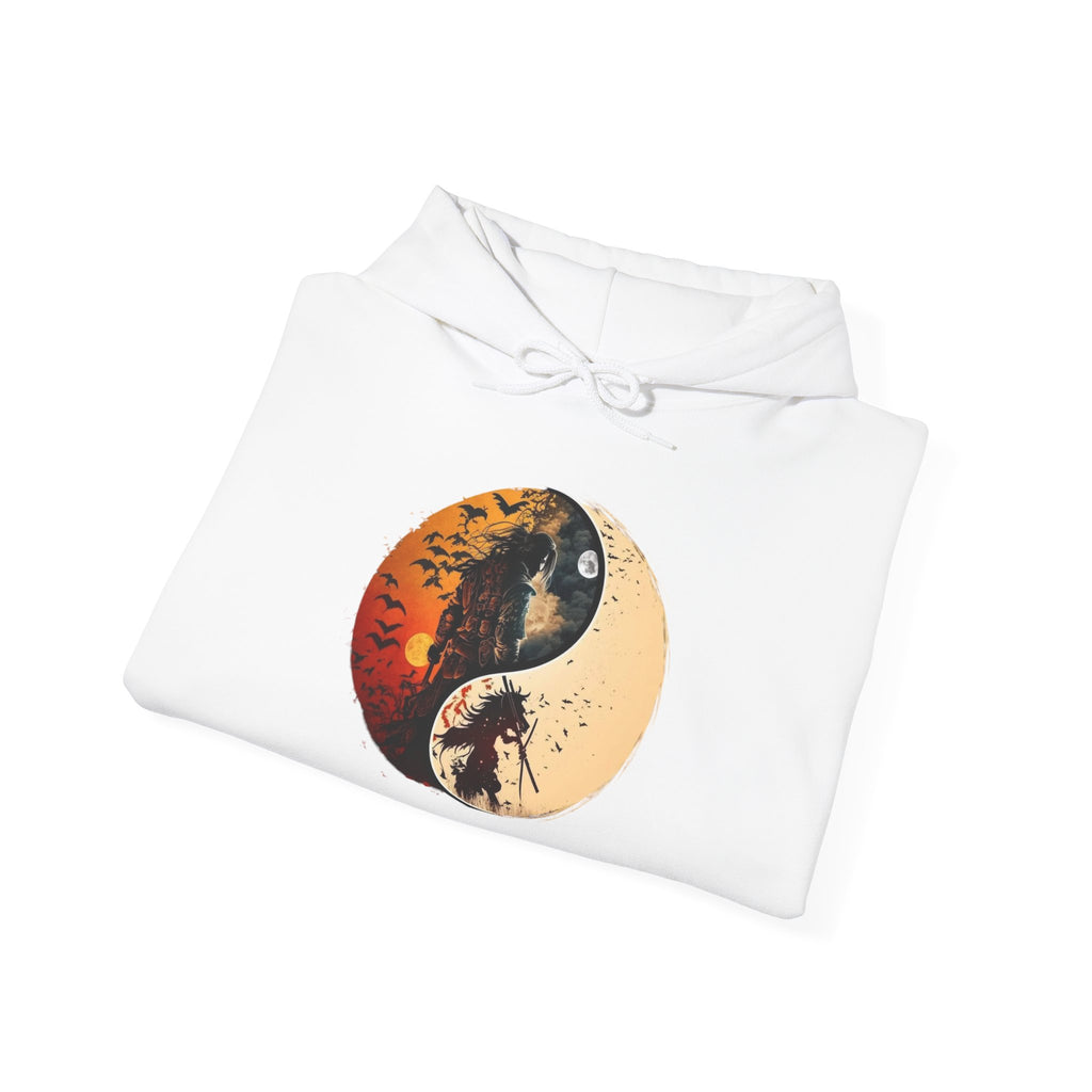 Yin Yang Samurai Hoodie - Cozy Streetwear, Unisex Fashion, Meditation Gift, Casual Wear, Spiritual Apparel