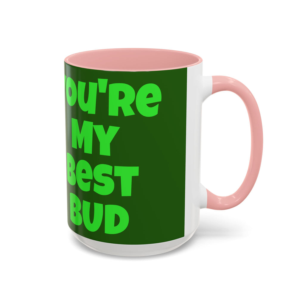 Leafy Green Lettering Accent Coffee Mug 11oz 15oz | Forest Background, Contrasting Handle
