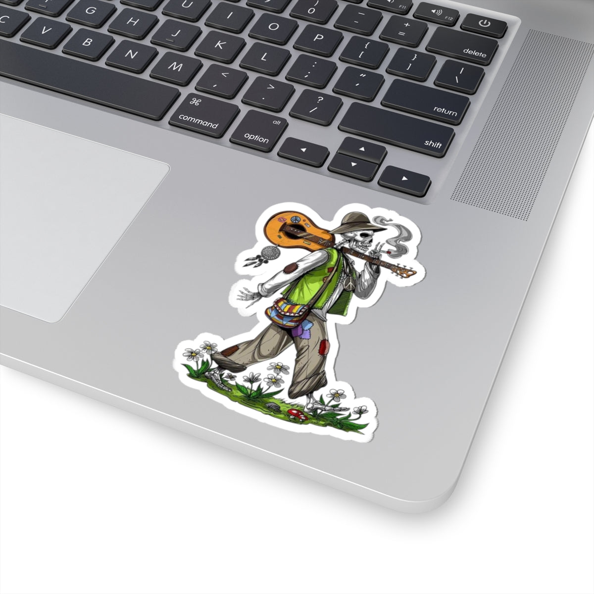 Vintage Skeleton Musician Kiss-Cut Stickers | Bohemian Decor, Gift for Music Lovers, Laptop Decals, Festival Accessories