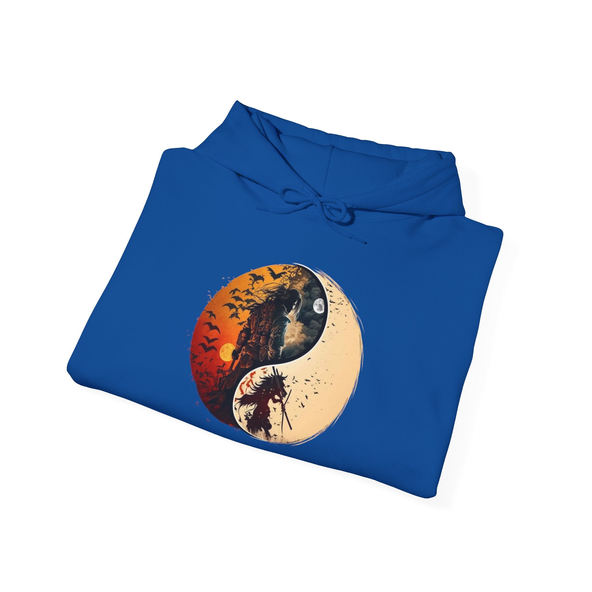 Yin Yang Samurai Hoodie - Cozy Streetwear, Unisex Fashion, Meditation Gift, Casual Wear, Spiritual Apparel