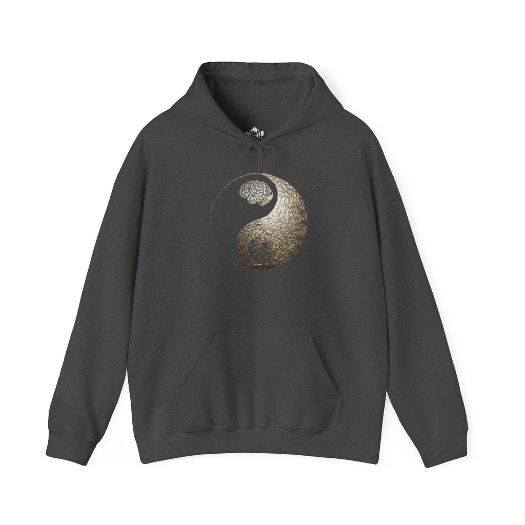 Yin Yang Mind over Body Hooded Sweatshirt - Cozy Unisex Hoodie for Peace Lovers, Spiritual Gift, Casual Wear, Meditation