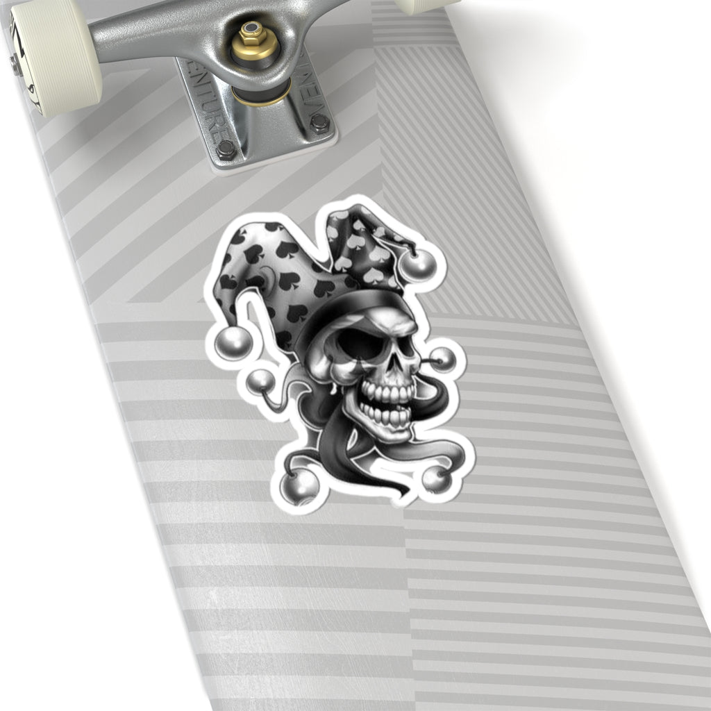 Jester Skull Stickers - Cool Laptop Decal, Goth Aesthetic Art, Dark Humor Gift, Halloween Decor, Unique Punk Accessories